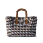 Soft Leather Woven Shoulder Bag Large Fashion Tote Bag Women Top Handle Handbags 2 Pcs Set Luxury Design Crossbody Bag
