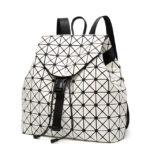 Women Backpack Luminous Geometric Plaid Sequin Female Backpacks For Teenage Girls Bagpack Drawstring Bag Holographic Backpack - imagine 10
