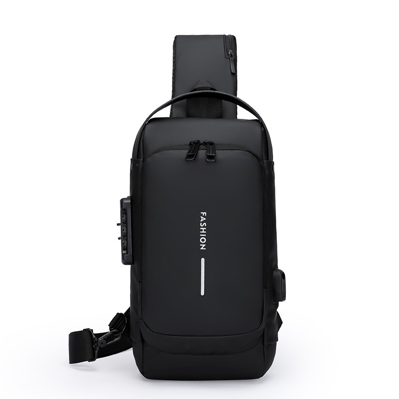 557032827 Waterproof Anti Theft Designer Password Lock Bag Usb Crossbody Sling Bags For Men Chest Bags - imagine 1