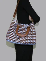 Soft Leather Woven Shoulder Bag Large Fashion Tote Bag Women Top Handle Handbags 2 Pcs Set Luxury Design Crossbody Bag - imagine 5