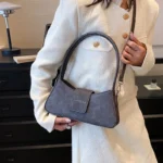 Small PU Leather Underarm Shoulder Bags for Women  Designer Fashion Handbags Trend Ladies Solid Color Crossbody Bag - imagine 2