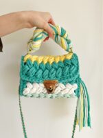 Hand woven bag crochet bag shoulder bag women's Fried Dough Twists portable tassel bag - imagine 13