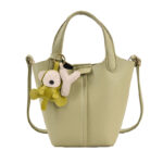 New Trendy Handbag Simple Stitched Shoulder Bag Lychee Pattern Bucket Bag Female Foreign Style Messenger Bag - imagine 4