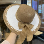Straw Bag and Hat Set for Women, Beach Vacation, Versatile Sun Protection Wide Brim Hat, Commute Travel Large Capacity Tote Bag - imagine 12