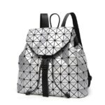 Women Backpack Luminous Geometric Plaid Sequin Female Backpacks For Teenage Girls Bagpack Drawstring Bag Holographic Backpack - imagine 9