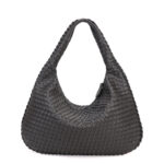Women Large Leather Hobo Bag Handmade Woven Casual Female Handbag Big Capacity Patchwork Zipper Women Shoulder Bags - imagine 7