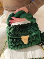 Hand woven bag crochet bag shoulder bag women's Fried Dough Twists portable tassel bag - imagine 19