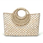 Hand basket shopping bag Black color Bali Island Hand Woven Bag Butterfly buckle Straw Bags Satchel Wind Bohemia Beach Bag - imagine 2