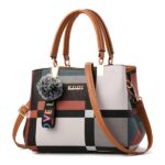 Valenkuci New Casual Plaid Shoulder Bag Fashion Stitching Wild Messenger Brand Female Totes Crossbody Bags Women Leather Handbag - imagine 5