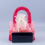 Handmade beaded woven crystal bead handbag gradient red small square bag fashionable and versatile women handbag - imagine 2