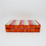 New Candy Striped Acrylic Dinner Bag Fashion Pearl Vertical Stripe Splicing Handbag - imagine 5