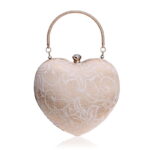 New Lace Evening Bag Ladies Fashion Banquet Dress Clutch Heart Shape Evening Bag