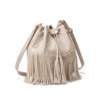 Women's Bag Casual Drawstring Factory Handmade Tassel Bucket Bag PU Tassel Women's Messenger Bag - imagine 8