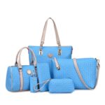Fish bone patterned bun mother bag six piece set, single shoulder diagonal cross portable bun mother bag - imagine 2