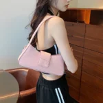 Small PU Leather Underarm Shoulder Bags for Women  Designer Fashion Handbags Trend Ladies Solid Color Crossbody Bag - imagine 4
