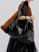 Fashionable and versatile contrasting color dark wide shoulder strap niche design single shoulder crossbody bag trendy - imagine 3