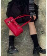 Small niche design bag, internet famous single shoulder handbag, underarm bag, belt buckle, Japanese women's bag - imagine 7