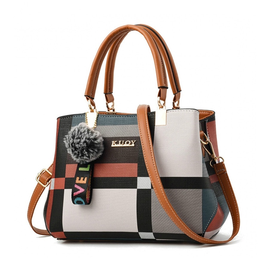 556937732 Valenkuci New Casual Plaid Shoulder Bag Fashion Stitching Wild Messenger Brand Female Totes Crossbody Bags Women Leather Handbag - imagine 1