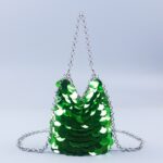 Metal fish scale sequin bag hand woven banquet sequin mobile phone bag crossbody bag for women - imagine 2