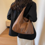 Soft PU Leather Quality Underarm Bag Vintage Wine Red Ladies Shoulder Bag Commuter Large Handbag Bolso Mujer Women's Tote Bag - imagine 2