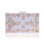 Fashion New Women Evening Clutch Bags PU Chain Shoulder Handbags Leaf Metal Beaded Evening Purse Messenger Bags - imagine 8