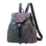 Women Backpack Luminous Geometric Plaid Sequin Female Backpacks For Teenage Girls Bagpack Drawstring Bag Holographic Backpack - imagine 18