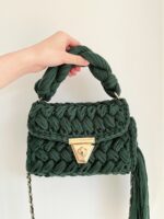 Hand woven bag crochet bag shoulder bag women's Fried Dough Twists portable tassel bag - imagine 6