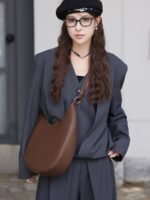 Single shoulder armpit bag genuine leather women's bag niche design crescent shaped bag crossbody tote bag versatile and trendy - imagine 4