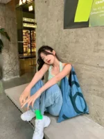 Ins Unisex Portable Tote Bag Adult Denim Cloth Bag Niche Design New Fashion Large Capacity Commuting Shoulder Bag - imagine 4