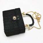 New rattan black straw Shoulder Bag Women hand-woven Messenger Bag Summer Beach Square box Straw Handbag For lady Bolsa Feminina - imagine 8