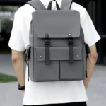 PU Leather Multi-Pockets Adjustable Strap Backpack Bag - imagine 8