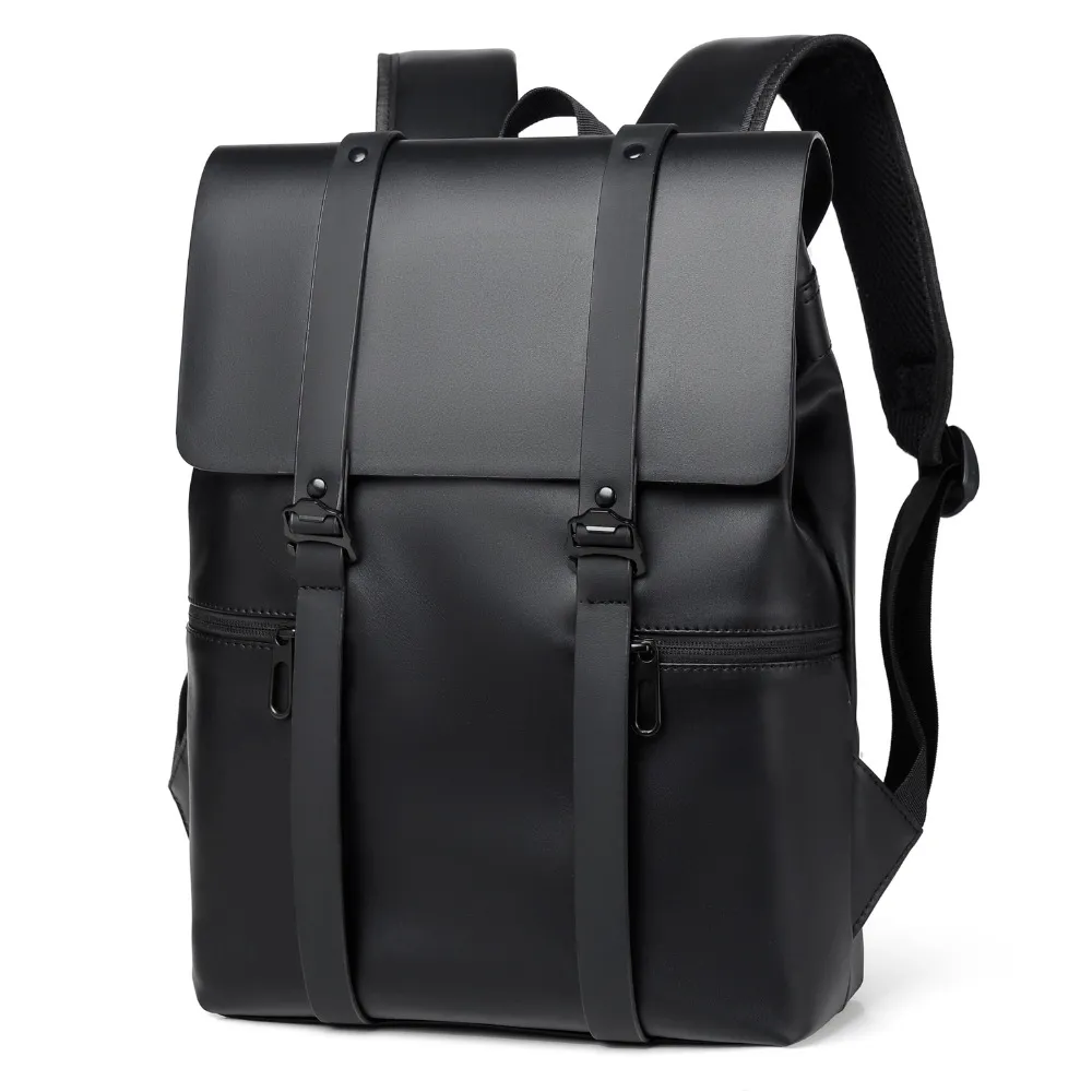 557032748 PU Leather Adjustable Strap Backpack Bag - imagine 1