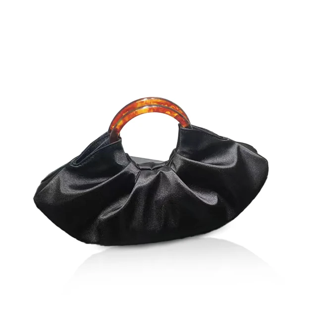 556934333 Pleated PU Leather Women Top Handlde Purse Dumpling Ruched Clutch Bag Designer Handbag Chic Fashion Phone Pouch - imagine 1