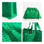 New Woven Bag Hollow Waffle Handmade Bag Candy Color Large Capacity All-Match Handbag for Women - imagine 5
