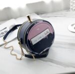 Round Letter Printed Perfume Bottle Pu Leather Casual Handbag Chain Purse Shoulder Bag - imagine 6