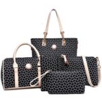 Fish bone patterned bun mother bag six piece set, single shoulder diagonal cross portable bun mother bag - imagine 12
