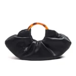 Pleated PU Leather Women Top Handlde Purse Dumpling Ruched Clutch Bag Designer Handbag Chic Fashion Phone Pouch - imagine 6