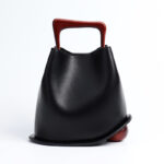 Handbag, commuting basket, water bucket bag, wooden crossbody bag, female - imagine 5