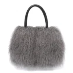 Real Mongolian Fur Bags Australian Beach Wool Fur Shoulder Bag Ladies Tibet Lamb Fur Wrist Bag Large Capacity - imagine 2