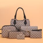 Women's Handbags Female Shoulder Messenger Bag PU leather High Quality Retro 6-piece Set - imagine 7