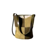 Plaid Suede Woman Bucket Bag 2pcs Set Elegant Female Shoulder Purse Large Capacity Vintage Ladies Crossbody Hobo Bag - imagine 8