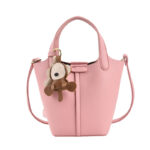New Trendy Handbag Simple Stitched Shoulder Bag Lychee Pattern Bucket Bag Female Foreign Style Messenger Bag - imagine 5