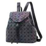 Women Backpack Luminous Geometric Plaid Sequin Female Backpacks For Teenage Girls Bagpack Drawstring Bag Holographic Backpack - imagine 16