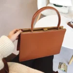 Vintage Big Clip Women Handbags Designer Casual Female Large Capacity Tote Luxury Pu Leather Handbag Ladies Fashion Purses - imagine 4