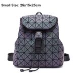 Women Backpack Luminous Geometric Plaid Sequin Female Backpacks For Teenage Girls Bagpack Drawstring Bag Holographic Backpack - imagine 11