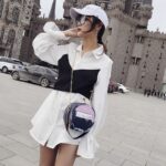 Round Letter Printed Perfume Bottle Pu Leather Casual Handbag Chain Purse Shoulder Bag - imagine 4