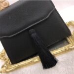 Vintage Tassel Handbag with Wooden Handle Women Black PU Leather Handbags Dinner Clutch Bag for Ladies Tote Bag - imagine 3
