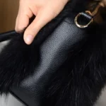 Winter Bright Color Women's Faux Fur Boston Handbag Fashion Fluffy Plush Spliced Pu Leather Tote Bag High Quality Bolsa Feminina - imagine 5