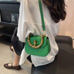 Handheld bamboo bag women's shoulder bag retro saddle bag - imagine 8