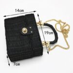 New rattan black straw Shoulder Bag Women hand-woven Messenger Bag Summer Beach Square box Straw Handbag For lady Bolsa Feminina - imagine 6